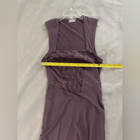 🆕 Free People corset mesh midi convertible dress in chocolate size X small - Picture 8 of 12